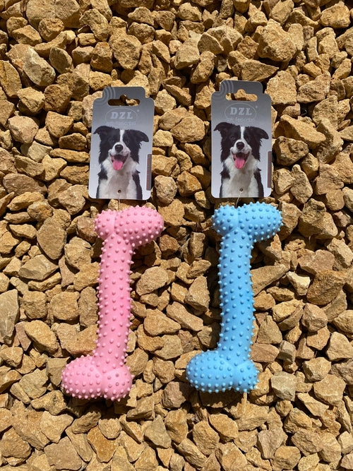 Zweifarbiges Dental Hundespielzeug in Pink und Blau aus robustem TPR, ideal als Tierspielzeug für Hunde und Katzen, perfekt.