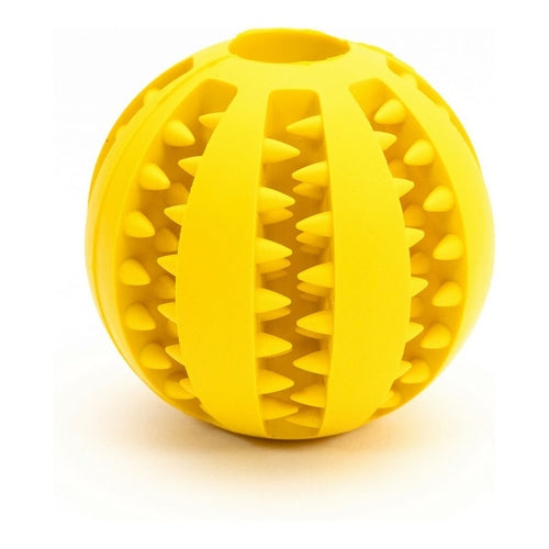 Gelber Dental Hundespielzeug Ball aus robustem Material für Hunde Zubehör und Haustierbedarf.
