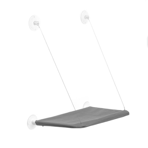 Hängendes graues Katzenspielzeug-Hängematte mit Saugnäpfen aus weichem Material für Katzenzubehör.