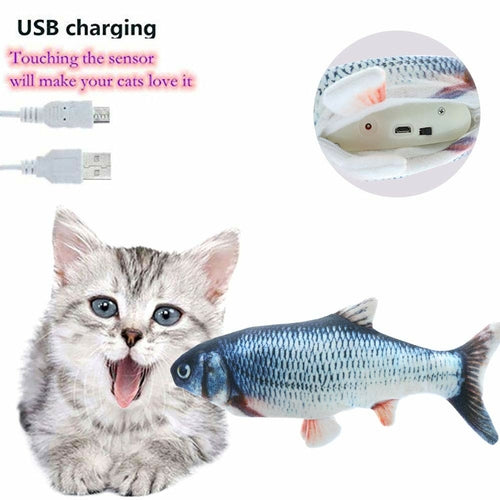 Elektrisches Katzenspielzeug Fisch mit USB-Ladung, interaktives Katzenspielzeug für Katzen Zubehör und Haustierbedarf, ideal .